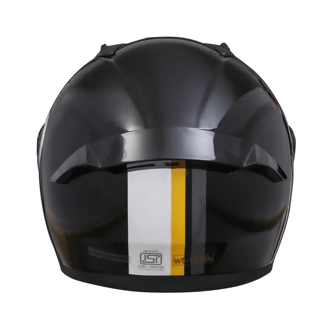 TVS Apache Full Face helmet - Color: Black, White & Yellow Strip - Image 6