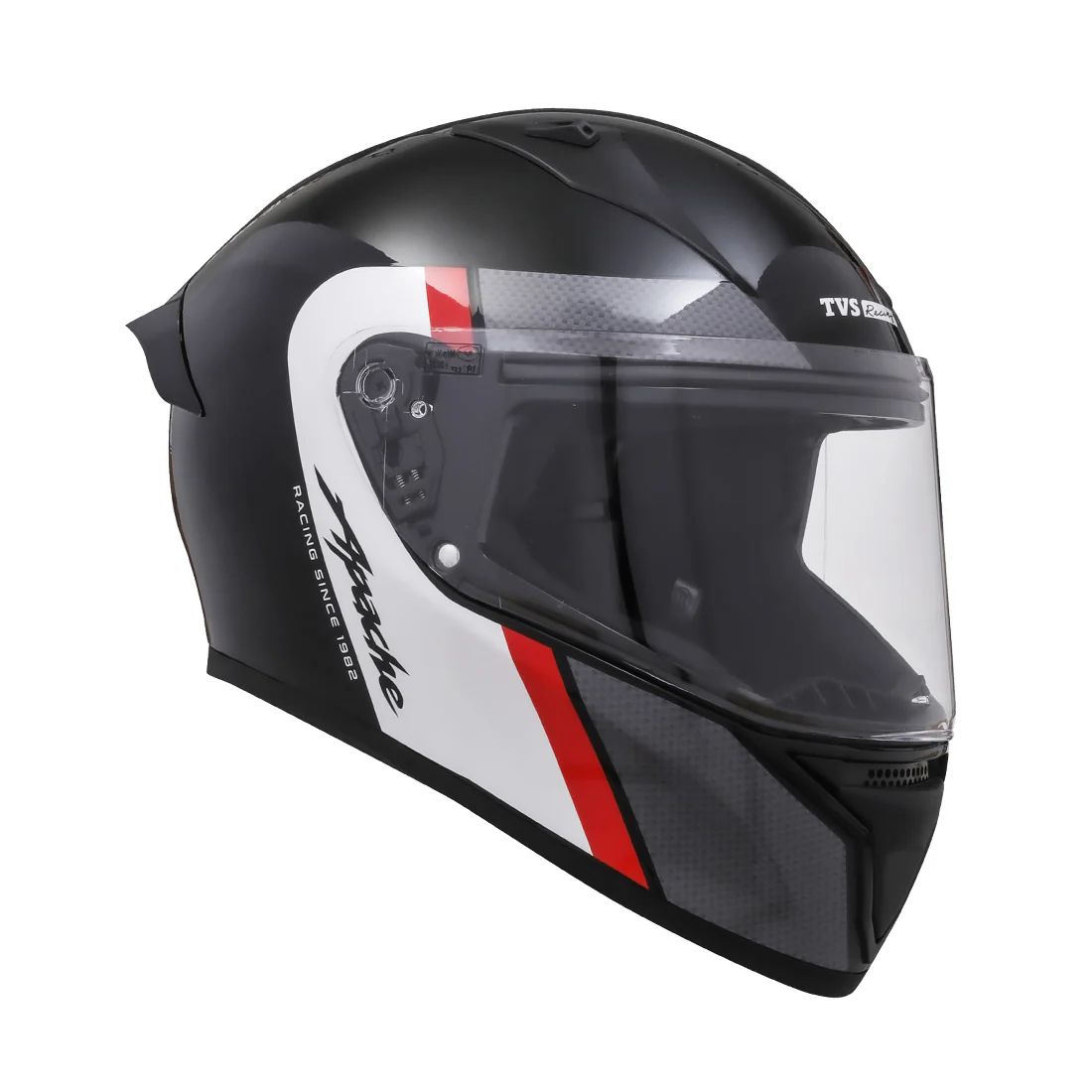 TVS Apache Full Face Helmet | Color: Black, Red & White Strip - Image 4