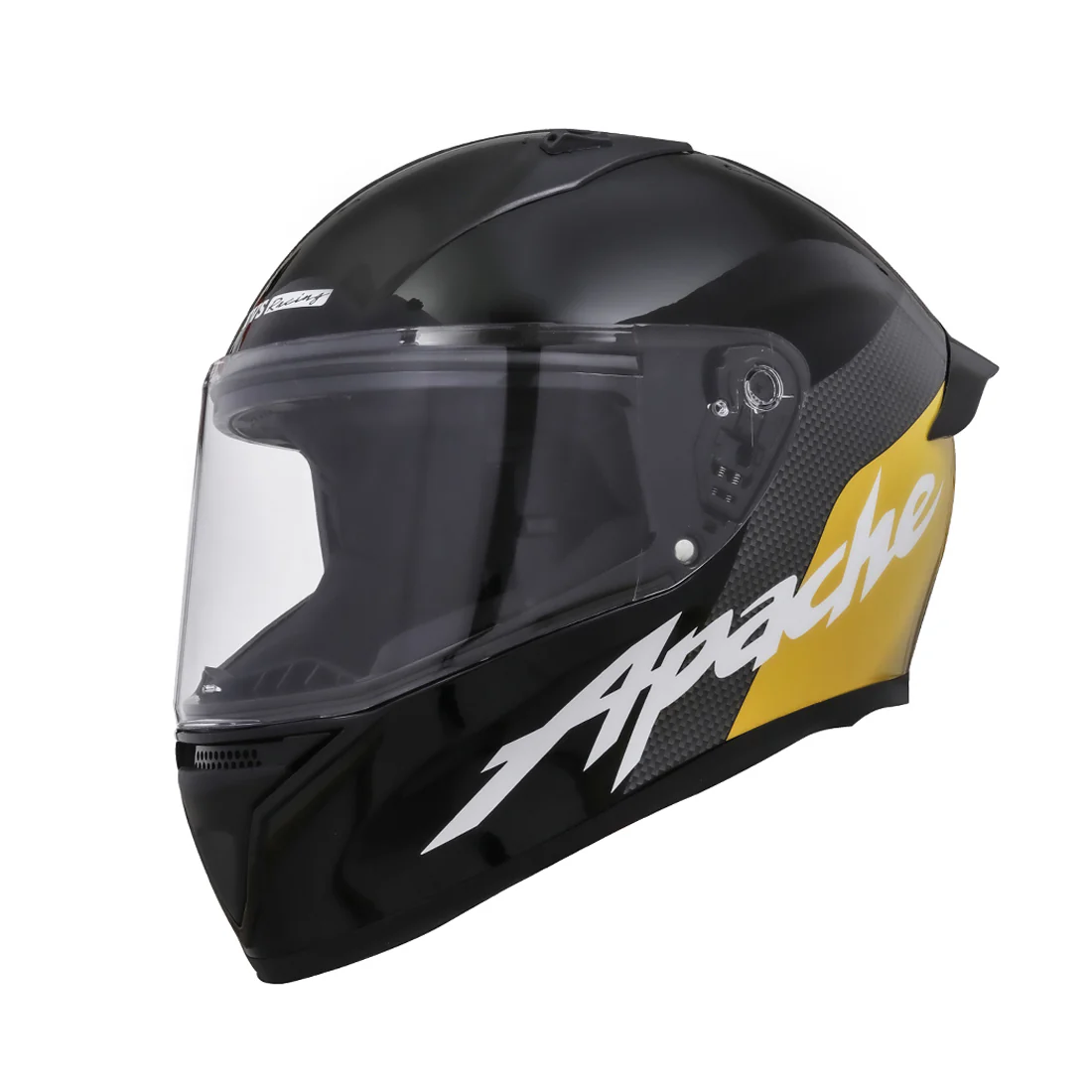 TVS Apache Full Face Helmet - Color: Black, Yellow Strip - Image 2