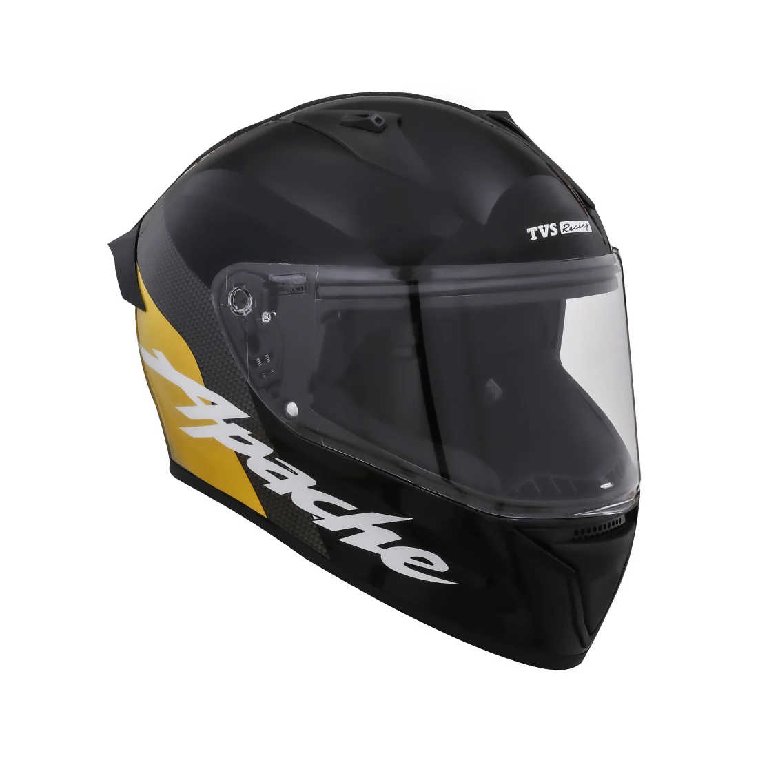 TVS Apache Full Face Helmet - Color: Black, Yellow Strip - Image 4