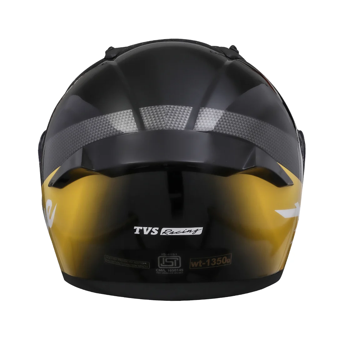 TVS Apache Full Face Helmet - Color: Black, Yellow Strip - Image 6
