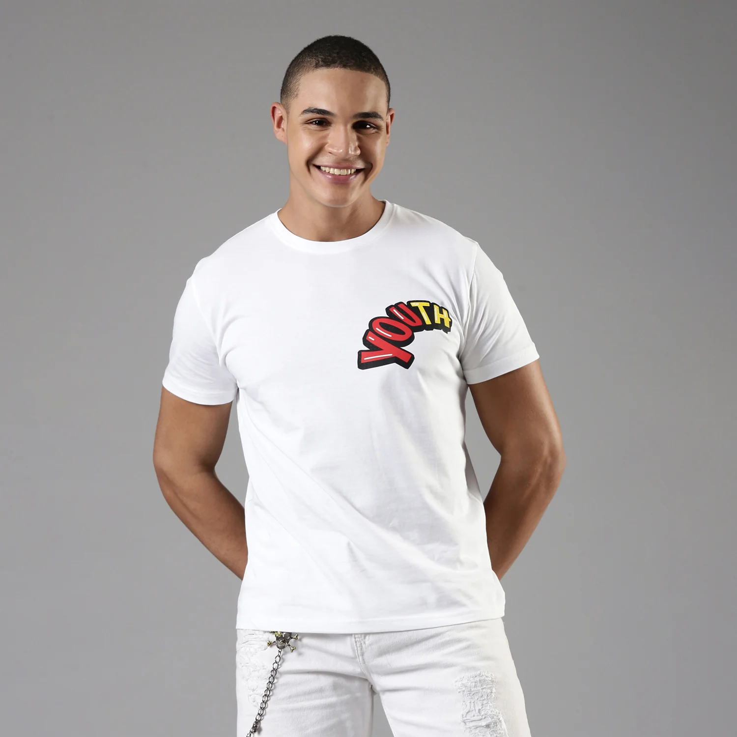 TVS Men's White Crew Neck T-Shirt - Youth - Image 2