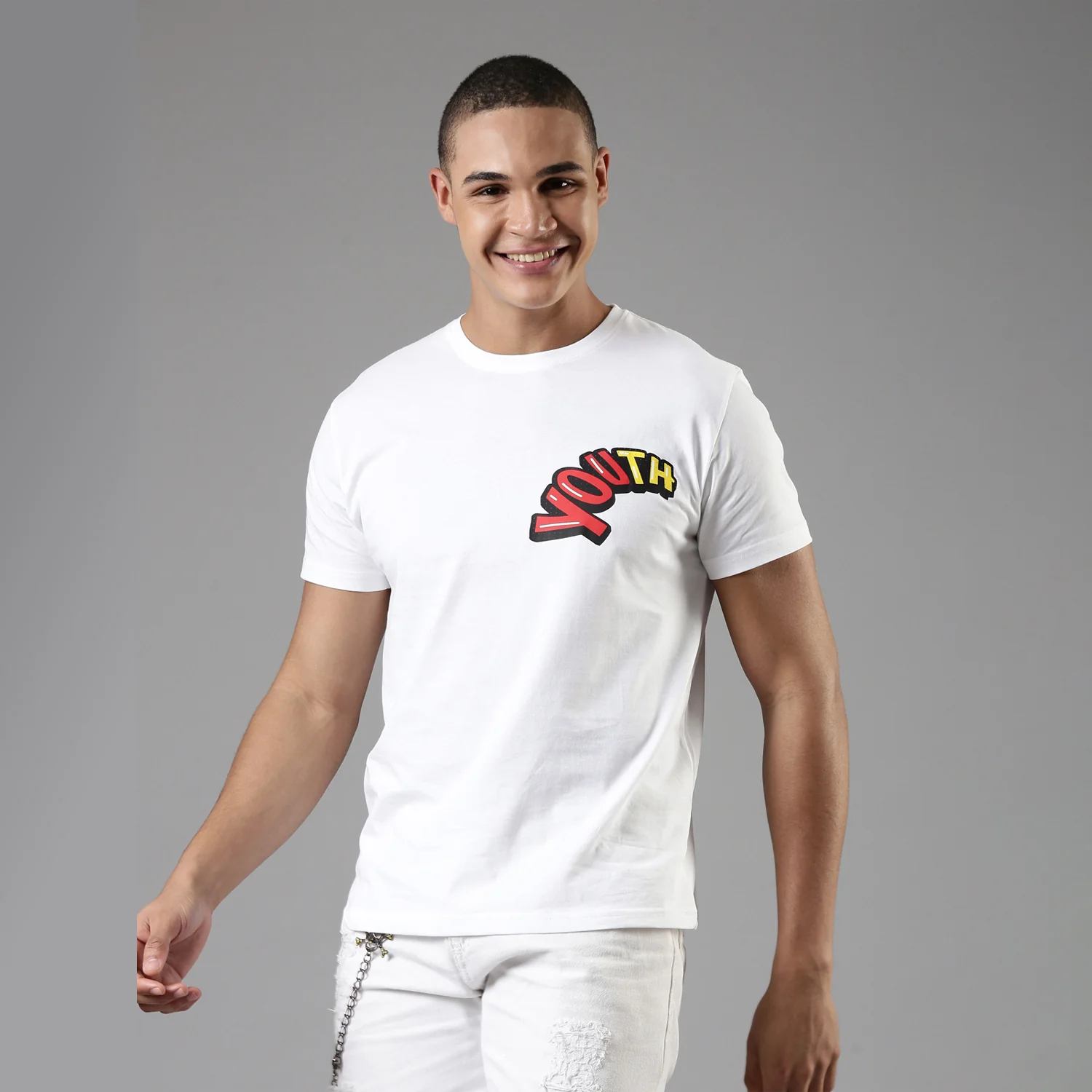 TVS Men's White Crew Neck T-Shirt - Youth - Image 4