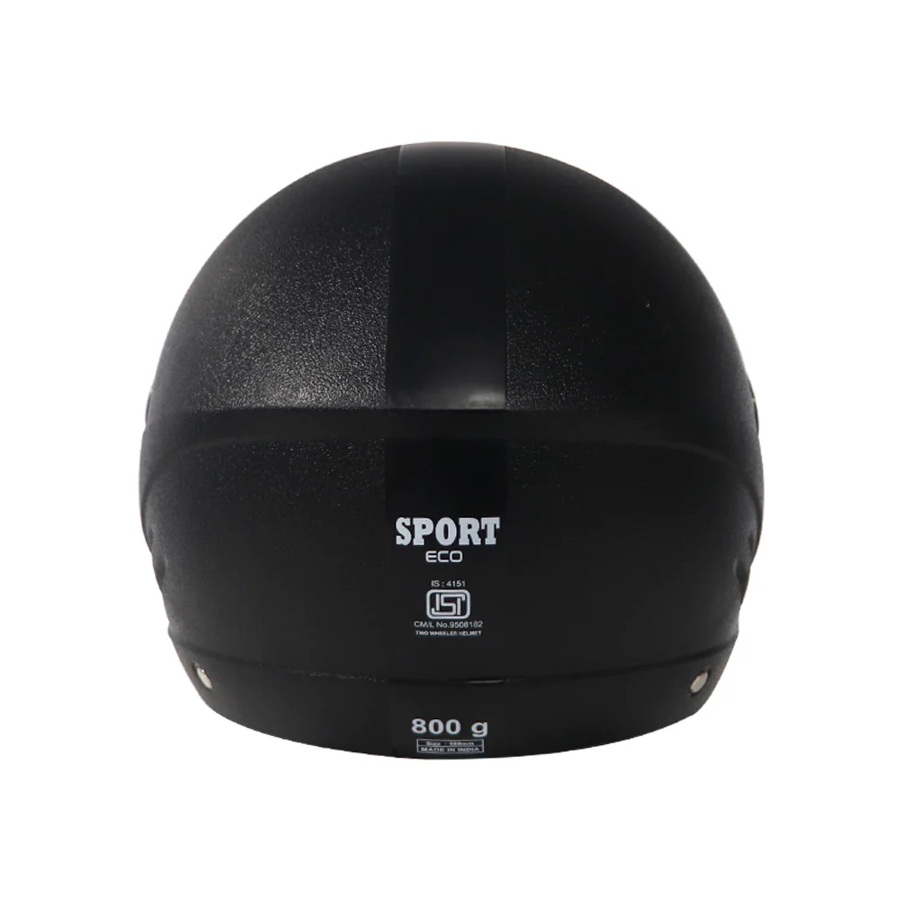 TVS Half Face Sport Eco Helmet, Color: Black - ISI Certified - Image 4