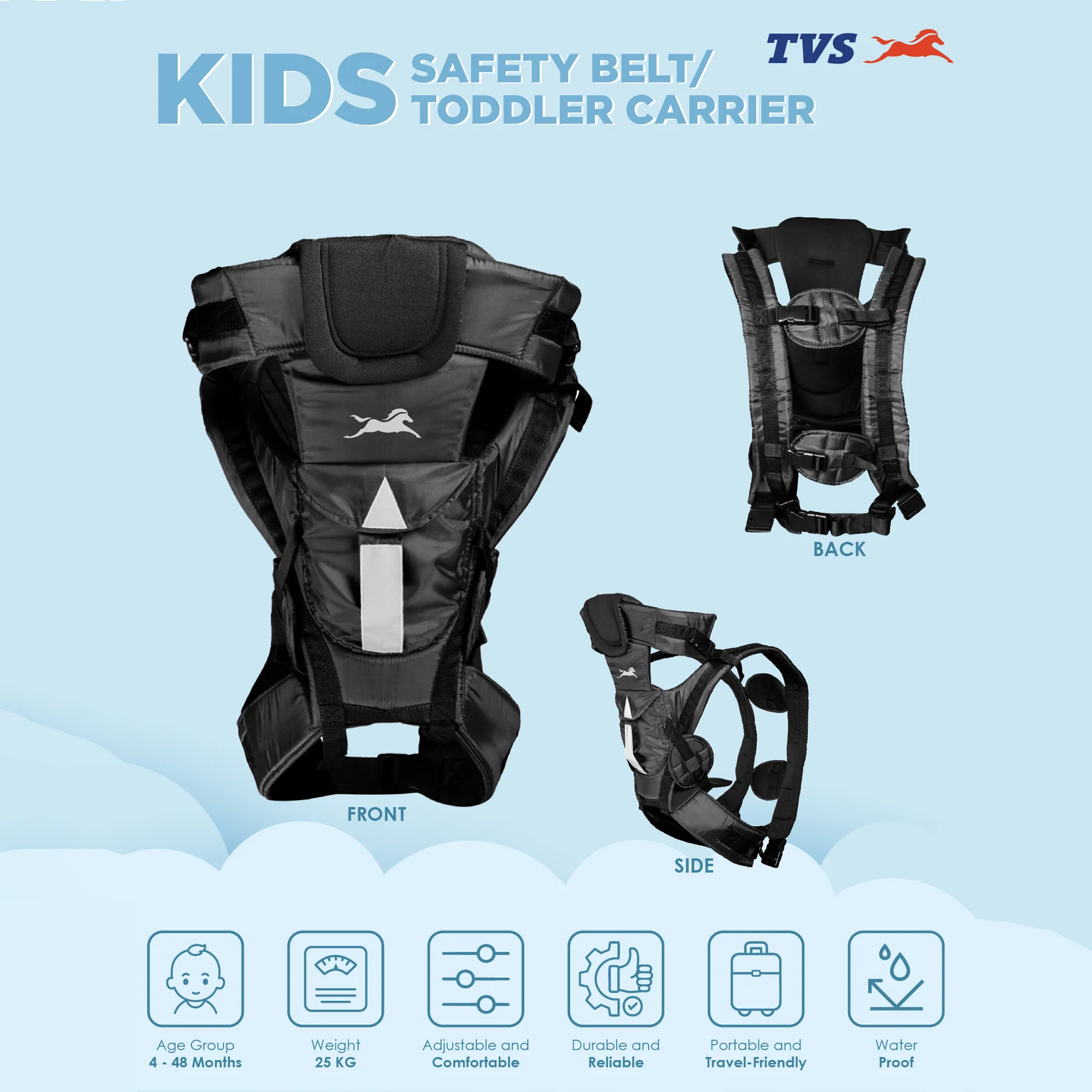 TVS Kids Safety Belt/Toddler Carrier-Black - Image 4