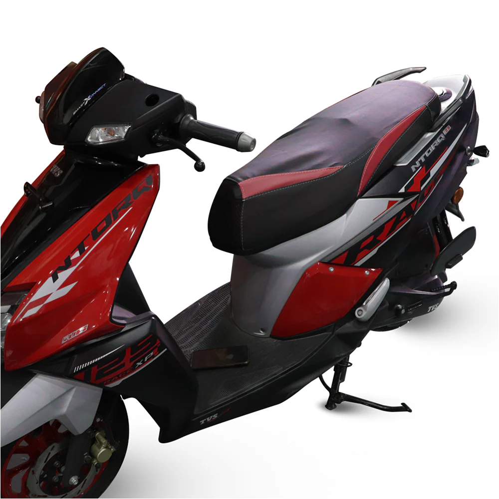 TVS NTORQ Seat Cover Black with Red - Stylish Seat Protection - Image 3