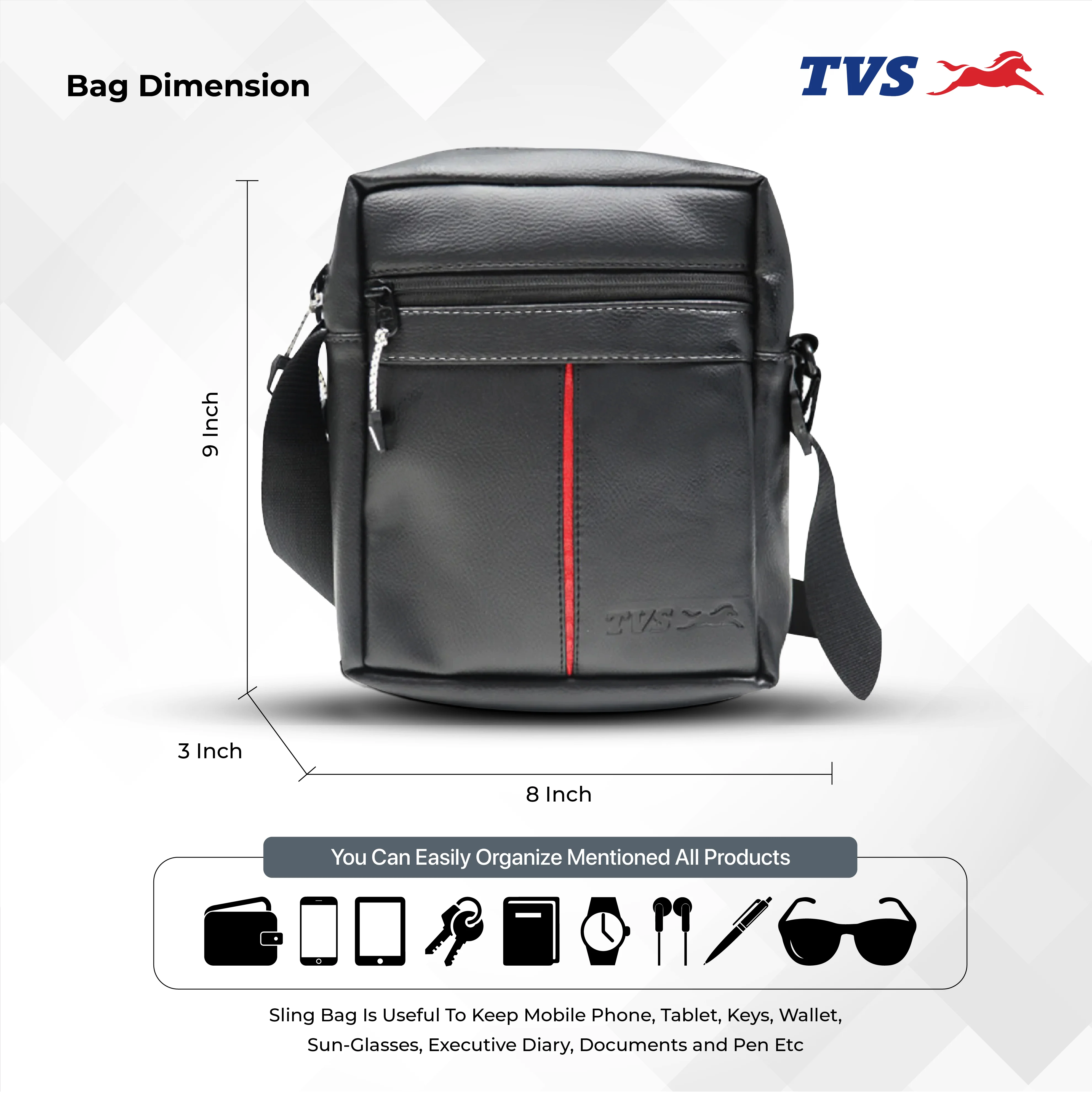 TVS Sling Bag - Black - Image 2