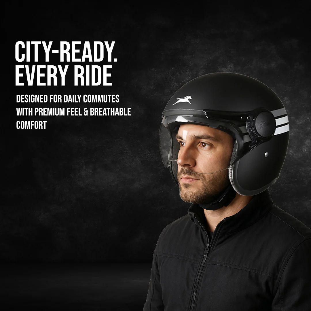 TVS Cruisetown Open Face Helmet – Stylish & Safe Helmet for Riders | ISI & DOT Certified | Premium Protection for Men & Women | Comfortable, Durable & Lightweight Design with Visor - Image 27