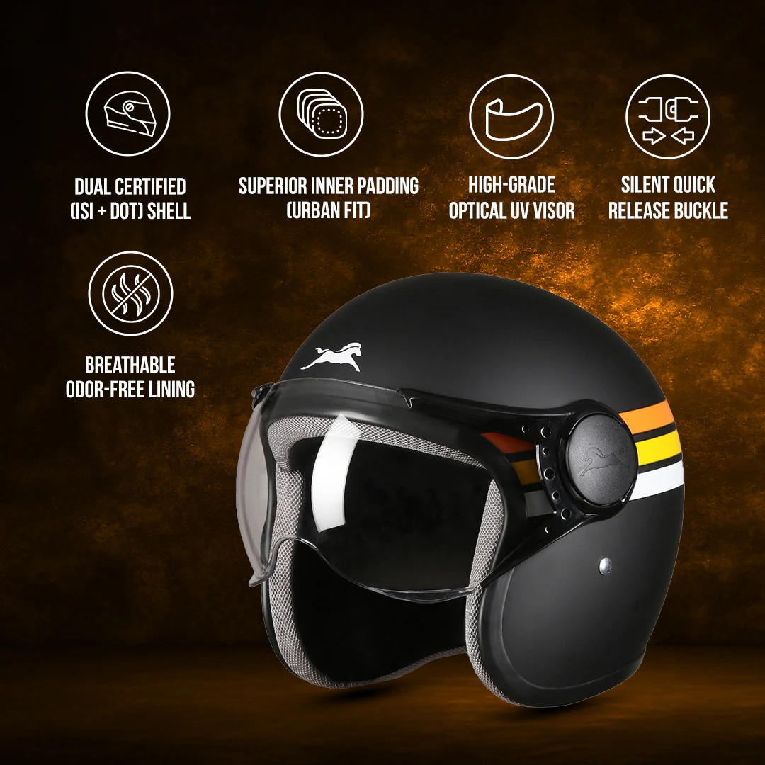 TVS Cruisetown Open Face Helmet – Stylish & Safe Helmet for Riders | ISI & DOT Certified | Premium Protection for Men & Women | Comfortable, Durable & Lightweight Design with Visor - Image 36