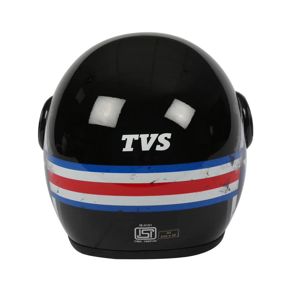 TVS Half Face Captain Motorbike Helmet (Black and Blue) - Image 5