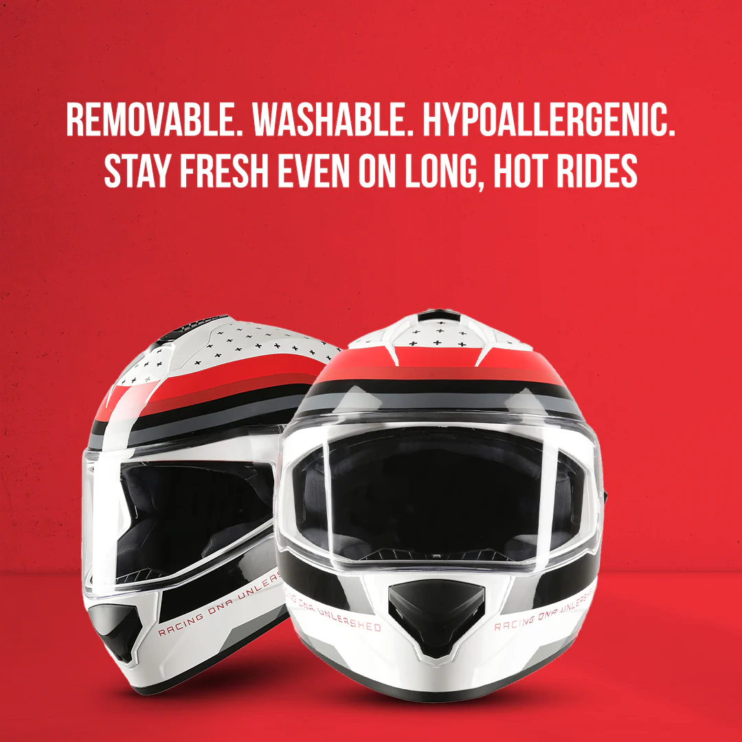 TVS Racing Phantom Series Full Face Dual Visor Helmet for Men | Premium Bike Helmets with ABS Shell, UV Paint | Quick Release System | Aerodynamic Design | DOT & ISI Certified (Black V1) - Image 30
