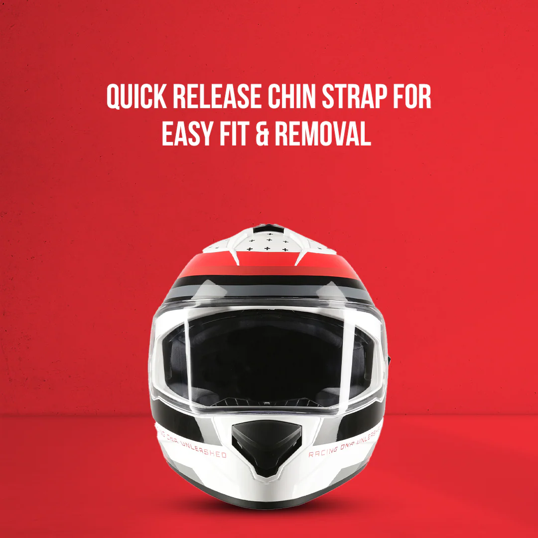 TVS Racing Phantom Series Full Face Dual Visor Helmet for Men | Premium Bike Helmets with ABS Shell, UV Paint | Quick Release System | Aerodynamic Design | DOT & ISI Certified (Black V1) - Image 32
