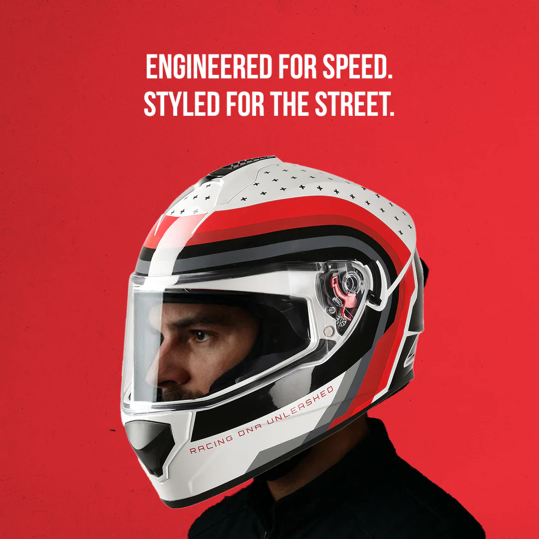 TVS Racing Phantom Series Full Face Dual Visor Helmet for Men | Premium Bike Helmets with ABS Shell, UV Paint | Quick Release System | Aerodynamic Design | DOT & ISI Certified (Black V1) - Image 34