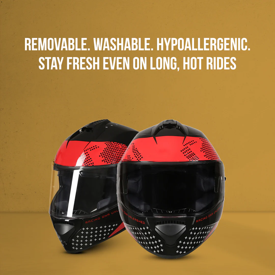 TVS Racing Phantom Series Full Face Dual Visor Helmet for Men | Premium Bike Helmets with ABS Shell, UV Paint | Quick Release System | Aerodynamic Design | DOT & ISI Certified (Black V1) - Image 6