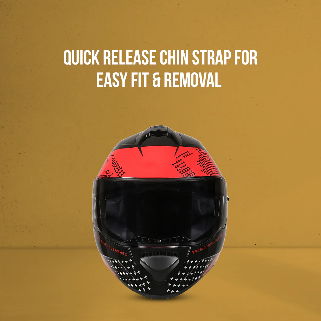 TVS Racing Phantom Series Full Face Dual Visor Helmet for Men | Premium Bike Helmets with ABS Shell, UV Paint | Quick Release System | Aerodynamic Design | DOT & ISI Certified (Black V1) - Image 8
