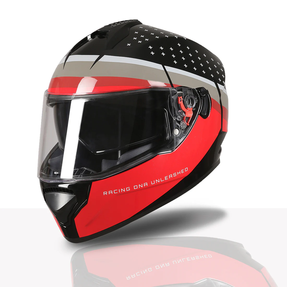 TVS Racing Phantom Series Full Face Dual Visor Helmet for Men | Premium Bike Helmets with ABS Shell, UV Paint | Quick Release System | Aerodynamic Design | DOT & ISI Certified (Black V2) - Image 2