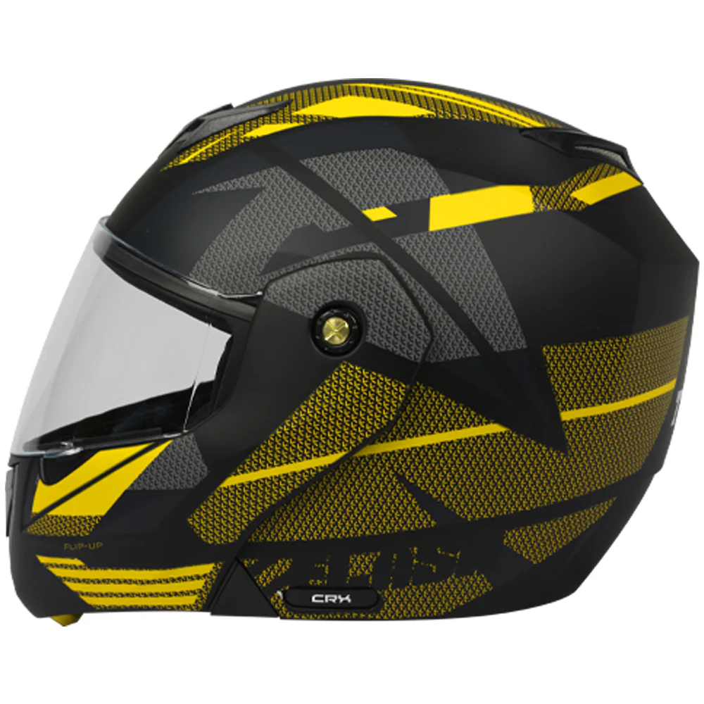 TVS Flip-Up Full Face Helmet - Yellow and Black - Image 2
