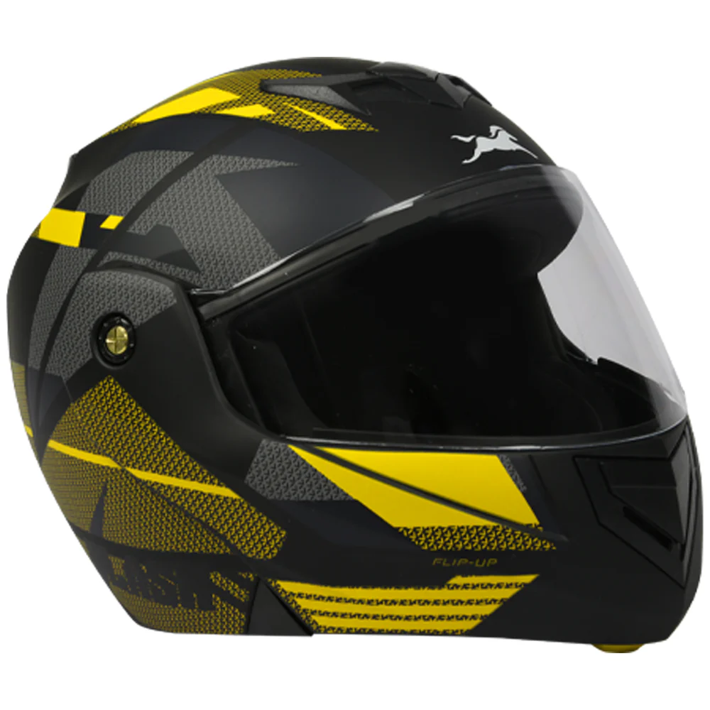 TVS Flip-Up Full Face Helmet - Yellow and Black - Image 4