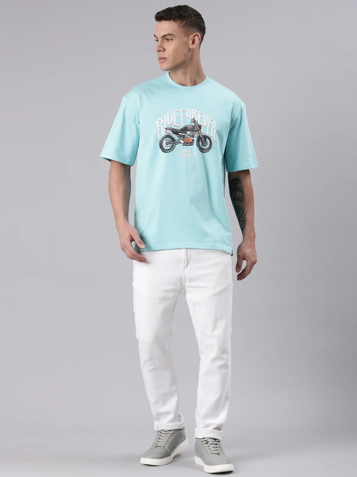 TVS Lifestyle 100% Cotton Oversized Graphic T-shirt for Men | Premium 220 GSM Heavyweight Tee with Relaxed Fit | Soft Cotton Oversized T Shirt for Boys | Durable Ribbed Neckline Streetwear Style - Image 40