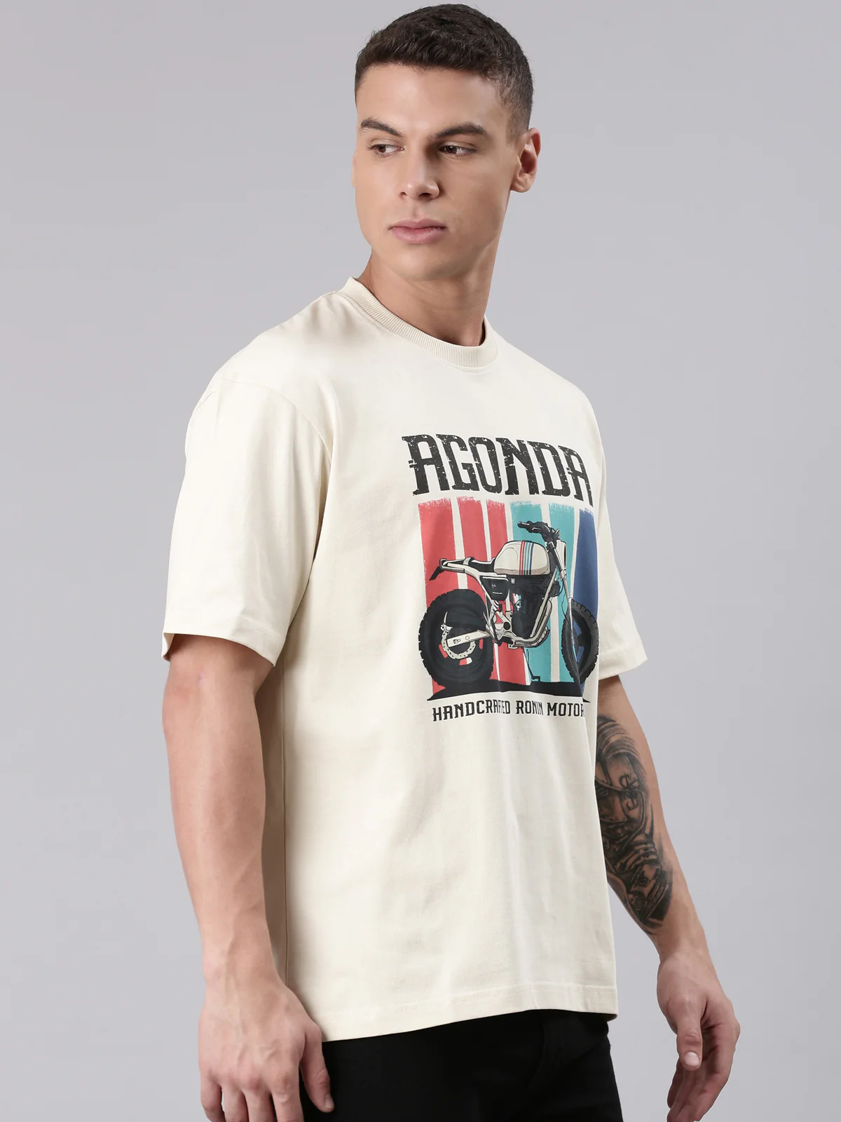 TVS Lifestyle 100% Cotton Oversized Graphic T-shirt for Men | Premium 220 GSM Heavyweight Tee with Relaxed Fit | Soft Cotton Oversized T Shirt for Boys | Durable Ribbed Neckline Streetwear Style - Image 6
