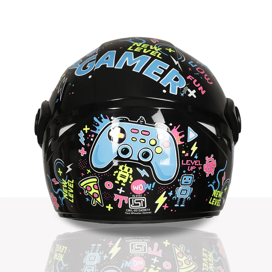 TVS Moto Jr. Kids Helmet |Fun Glow in the Dark Graphics | Lightweight ISI Certified ABS Shell| Removable Cheek Pads | Ideal Kids Bike Helmet for Cycle Scooter Daily Ride Comfort & Protection - Image 3