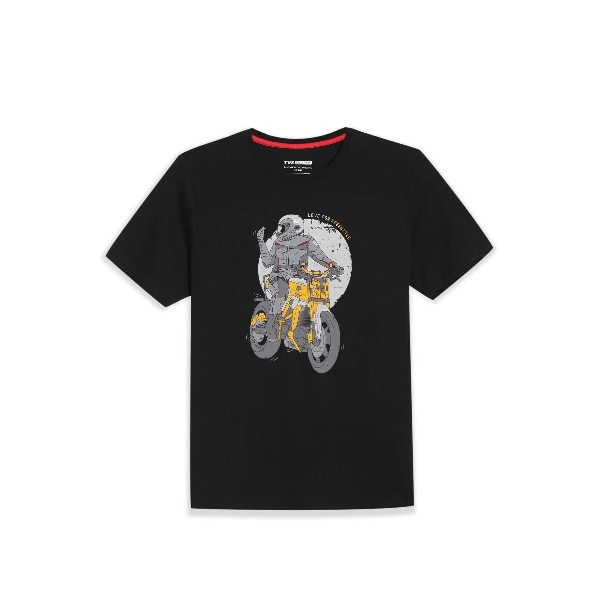 TVS Originals Collection Crew Neck T-Shirt – Bold Street Style, 100% Pure Cotton, Ultra-Soft Comfort, Breathable Anti-Odor Fabric, Skin-Friendly & Long-Lasting Durability for Riders (Racing Black) - Image 6