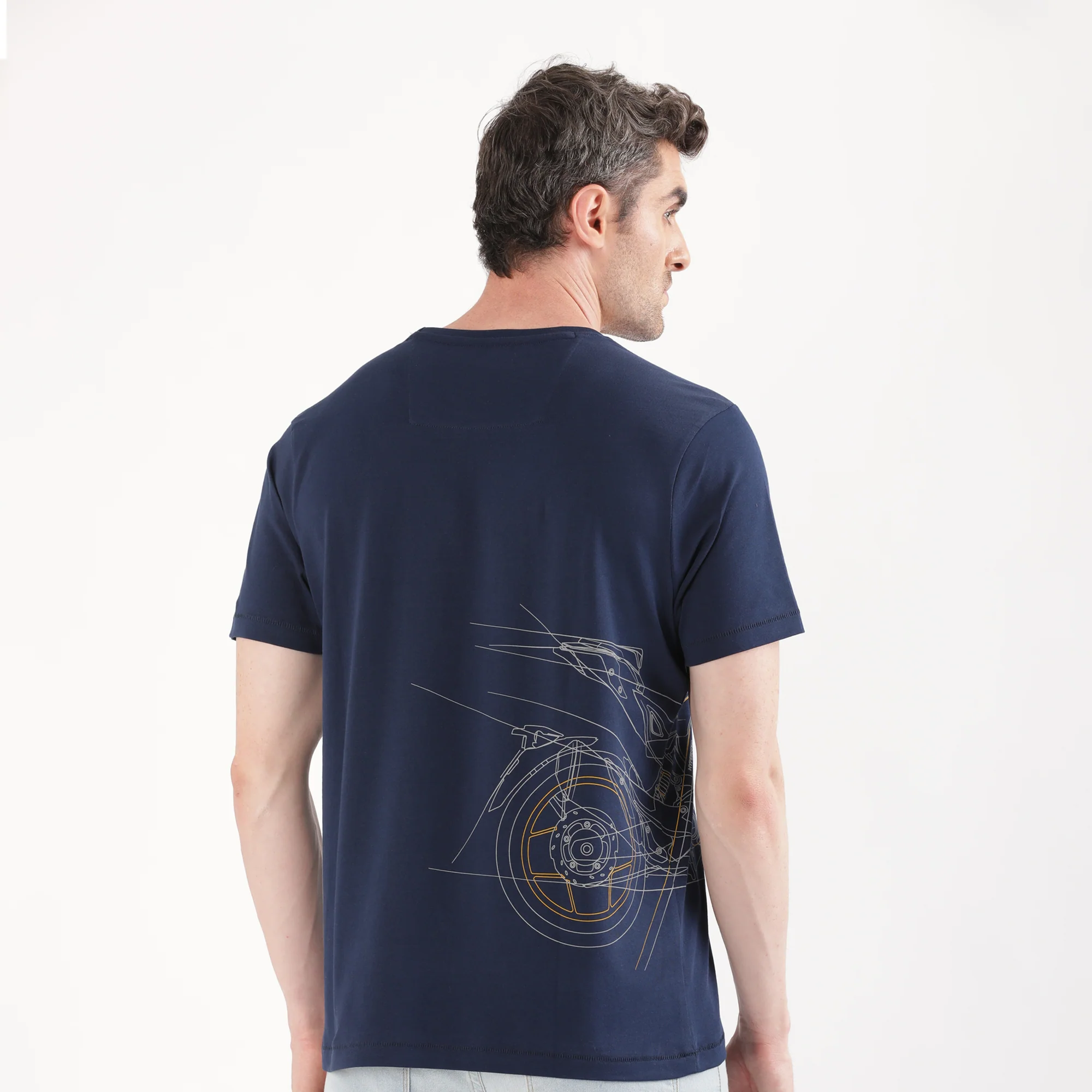 TVS Originals Collection Crew Neck T-Shirt – Bold Street Style, 100% Pure Cotton, Ultra-Soft Comfort, Breathable Anti-Odor Fabric, Skin-Friendly & Long-Lasting Durability for Riders (Racing Navy) - Image 2