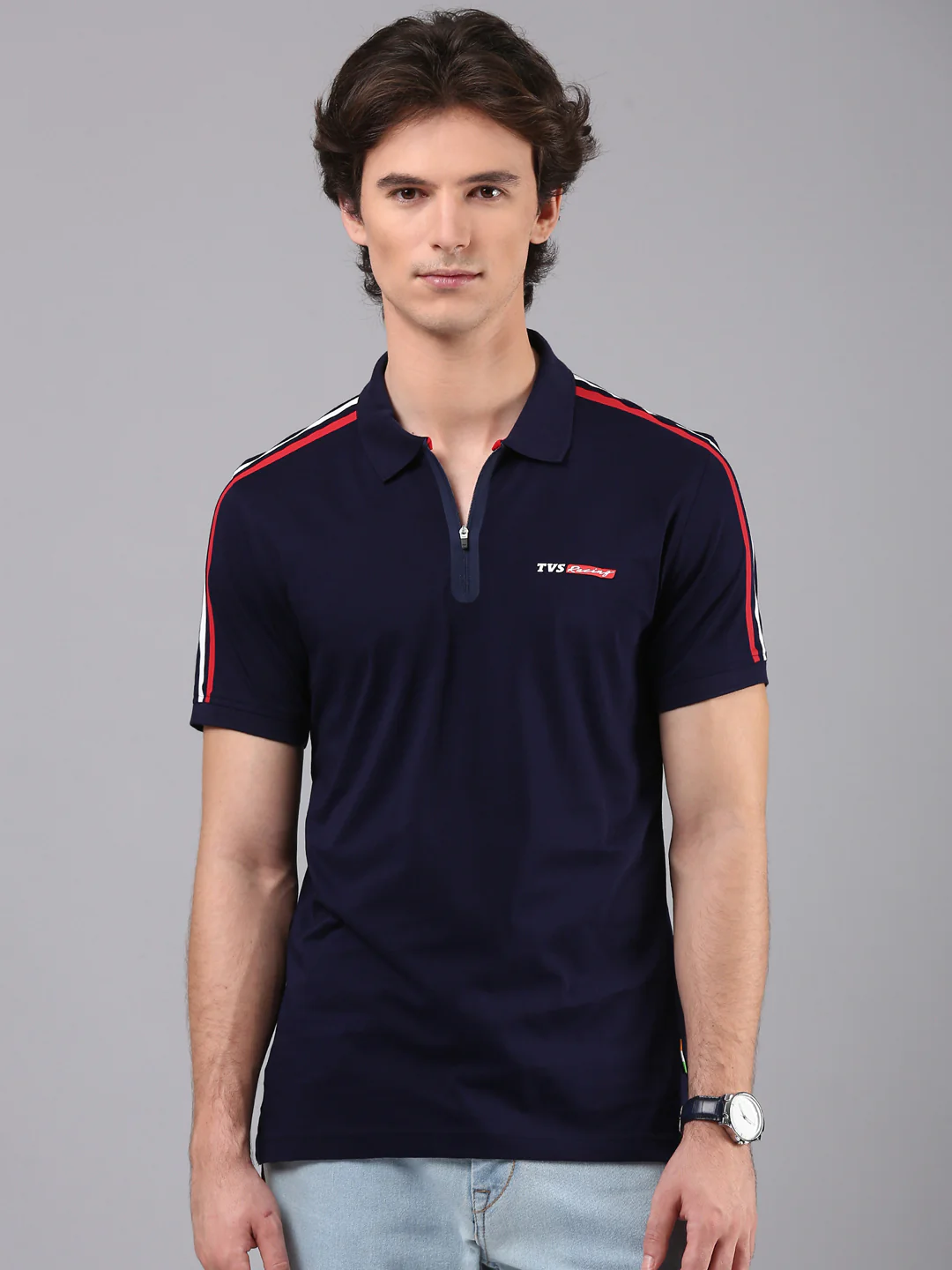 TVS Originals Racing 100% Cotton Mercerised Polo T-Shirt | 180 GSM | Sleek Zipper Placket | Soft Sheen Finish | Lightweight & Durable | Regular Fit | Heat-Sealed Neck | Premium Everyday Wear - Image 4