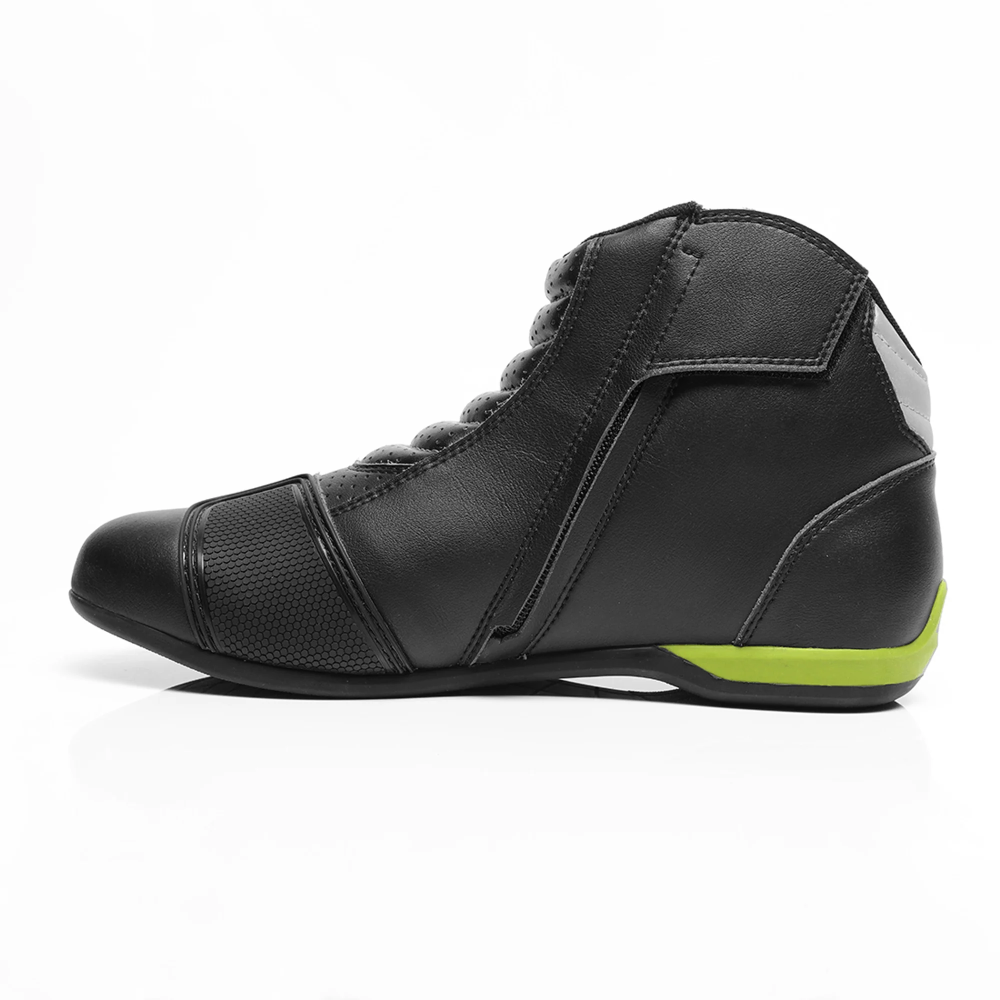 TVS Racing Ankle Length Slip-On Riding Boots for Men:Anti-Microbial & Waterproof Riding Shoes with Reflective Panels, Ventilated Biker Boots with Ankle-Toe Protection-Men's Riding Boots (Neon) - Image 2