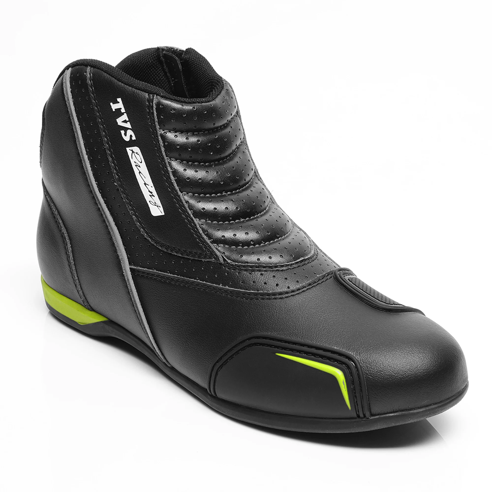 TVS Racing Ankle Length Slip-On Riding Boots for Men:Anti-Microbial & Waterproof Riding Shoes with Reflective Panels, Ventilated Biker Boots with Ankle-Toe Protection-Men's Riding Boots (Neon) - Image 4