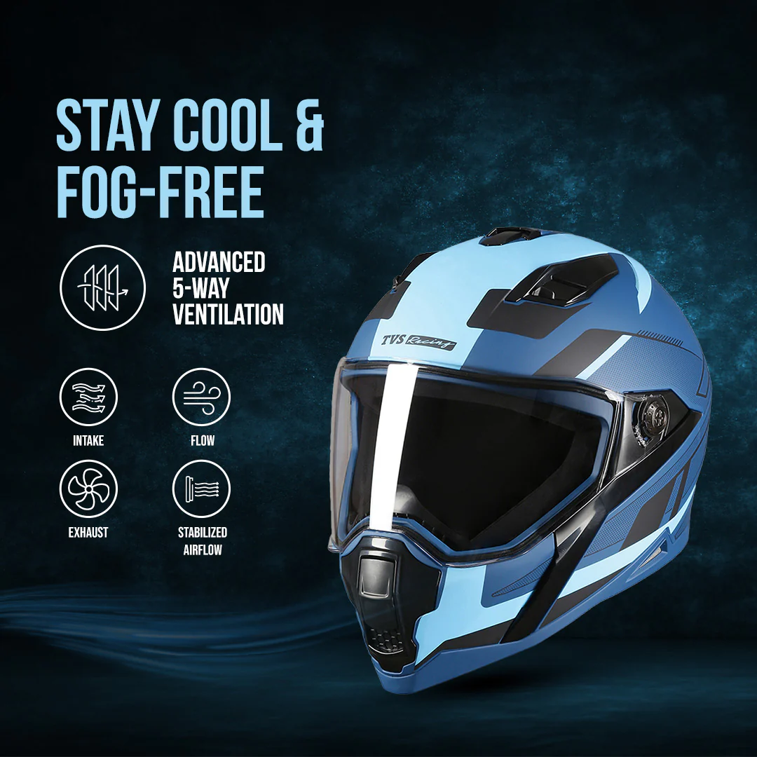 TVS Racing Anti Matter Full Face Helmet for Bike & Motorcycle Riders # -DOT & ISI Certified-Lightweight ABS Shell, UV Resistant-Ventilated Comfort Liner, Quick-Release Visor & Chin Strap - Image 22