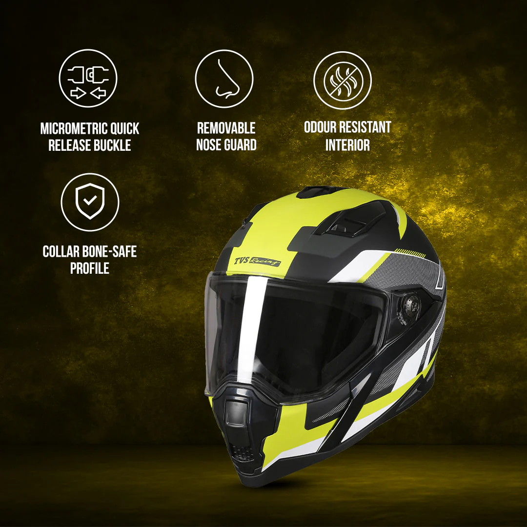 TVS Racing Anti Matter Full Face Helmet for Bike & Motorcycle Riders # -DOT & ISI Certified-Lightweight ABS Shell, UV Resistant-Ventilated Comfort Liner, Quick-Release Visor & Chin Strap - Image 46