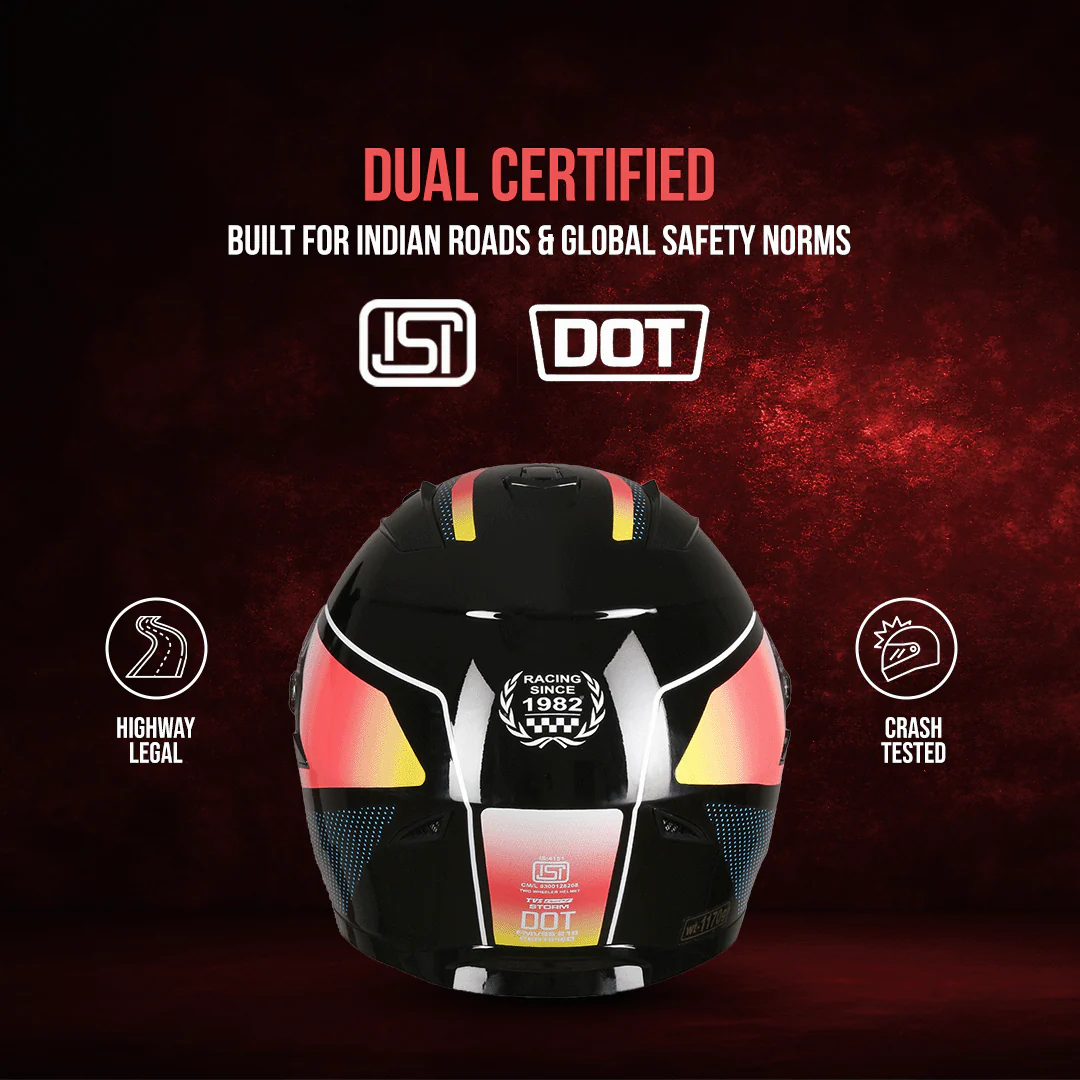 TVS Racing Anti Matter Full Face Helmet for Bike & Motorcycle Riders # -DOT & ISI Certified-Lightweight ABS Shell, UV Resistant-Ventilated Comfort Liner, Quick-Release Visor & Chin Strap - Image 57