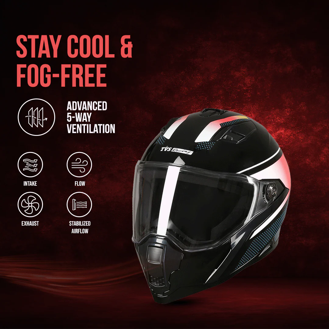 TVS Racing Anti Matter Full Face Helmet for Bike & Motorcycle Riders # -DOT & ISI Certified-Lightweight ABS Shell, UV Resistant-Ventilated Comfort Liner, Quick-Release Visor & Chin Strap - Image 58