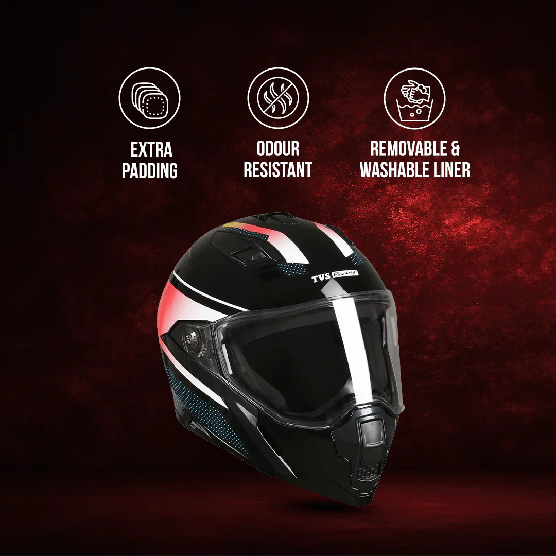 TVS Racing Anti Matter Full Face Helmet for Bike & Motorcycle Riders # -DOT & ISI Certified-Lightweight ABS Shell, UV Resistant-Ventilated Comfort Liner, Quick-Release Visor & Chin Strap - Image 62