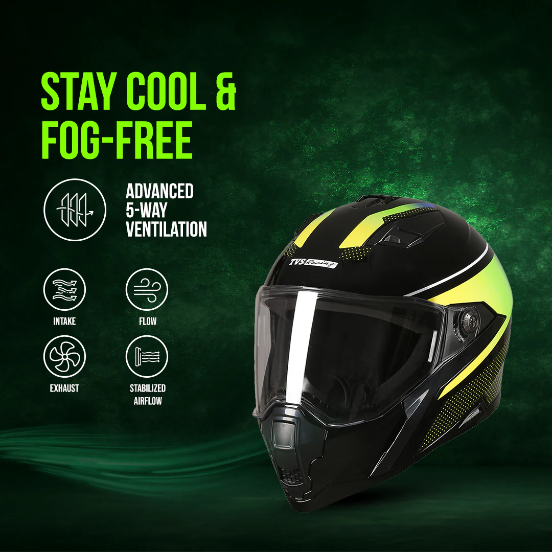 TVS Racing Anti Matter Full Face Helmet for Bike & Motorcycle Riders # -DOT & ISI Certified-Lightweight ABS Shell, UV Resistant-Ventilated Comfort Liner, Quick-Release Visor & Chin Strap - Image 70