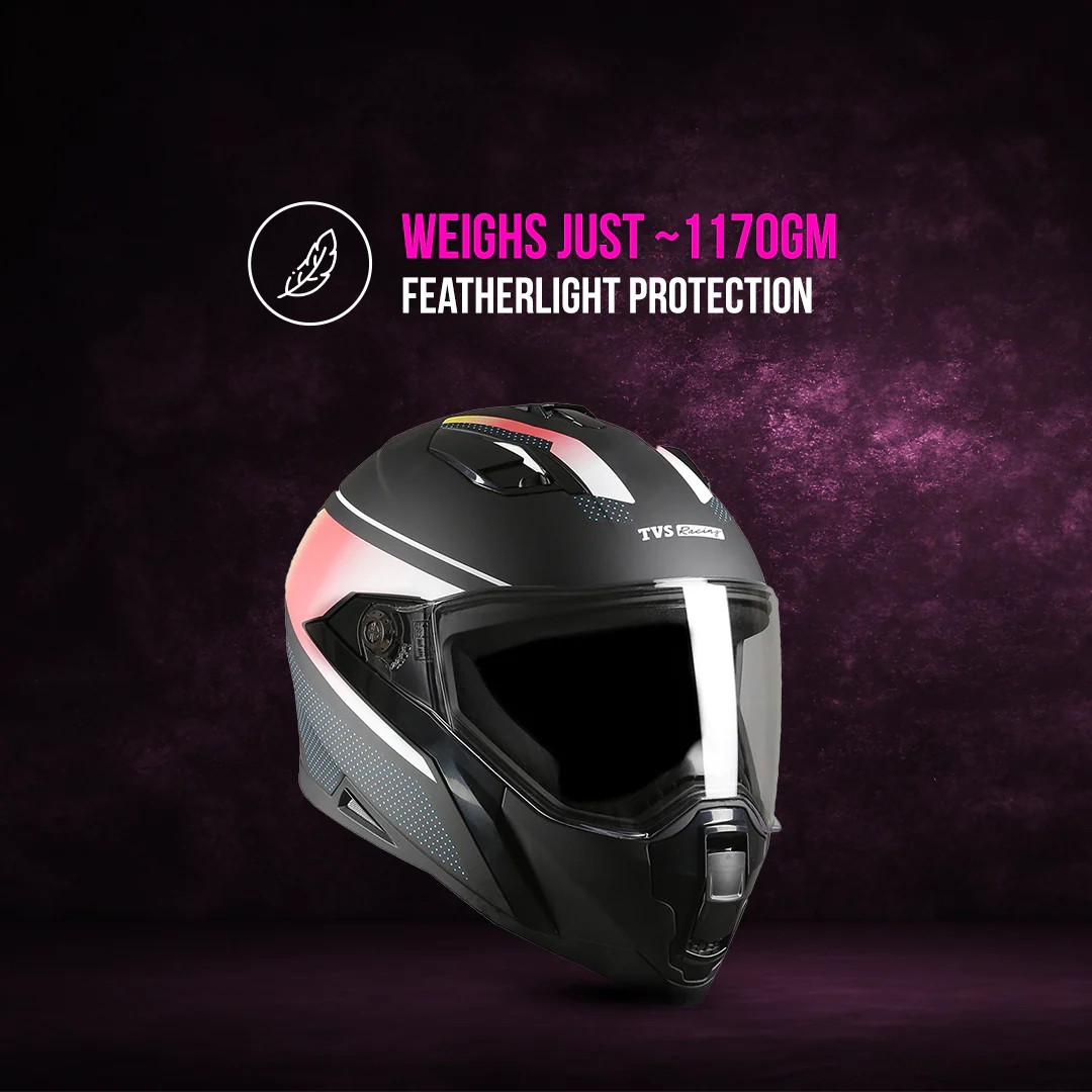 TVS Racing Anti Matter Full Face Helmet for Bike & Motorcycle Riders # -DOT & ISI Certified-Lightweight ABS Shell, UV Resistant-Ventilated Comfort Liner, Quick-Release Visor & Chin Strap - Image 92