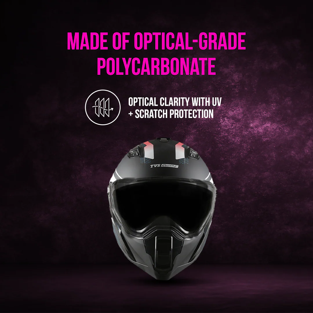 TVS Racing Anti Matter Full Face Helmet for Bike & Motorcycle Riders # -DOT & ISI Certified-Lightweight ABS Shell, UV Resistant-Ventilated Comfort Liner, Quick-Release Visor & Chin Strap - Image 97