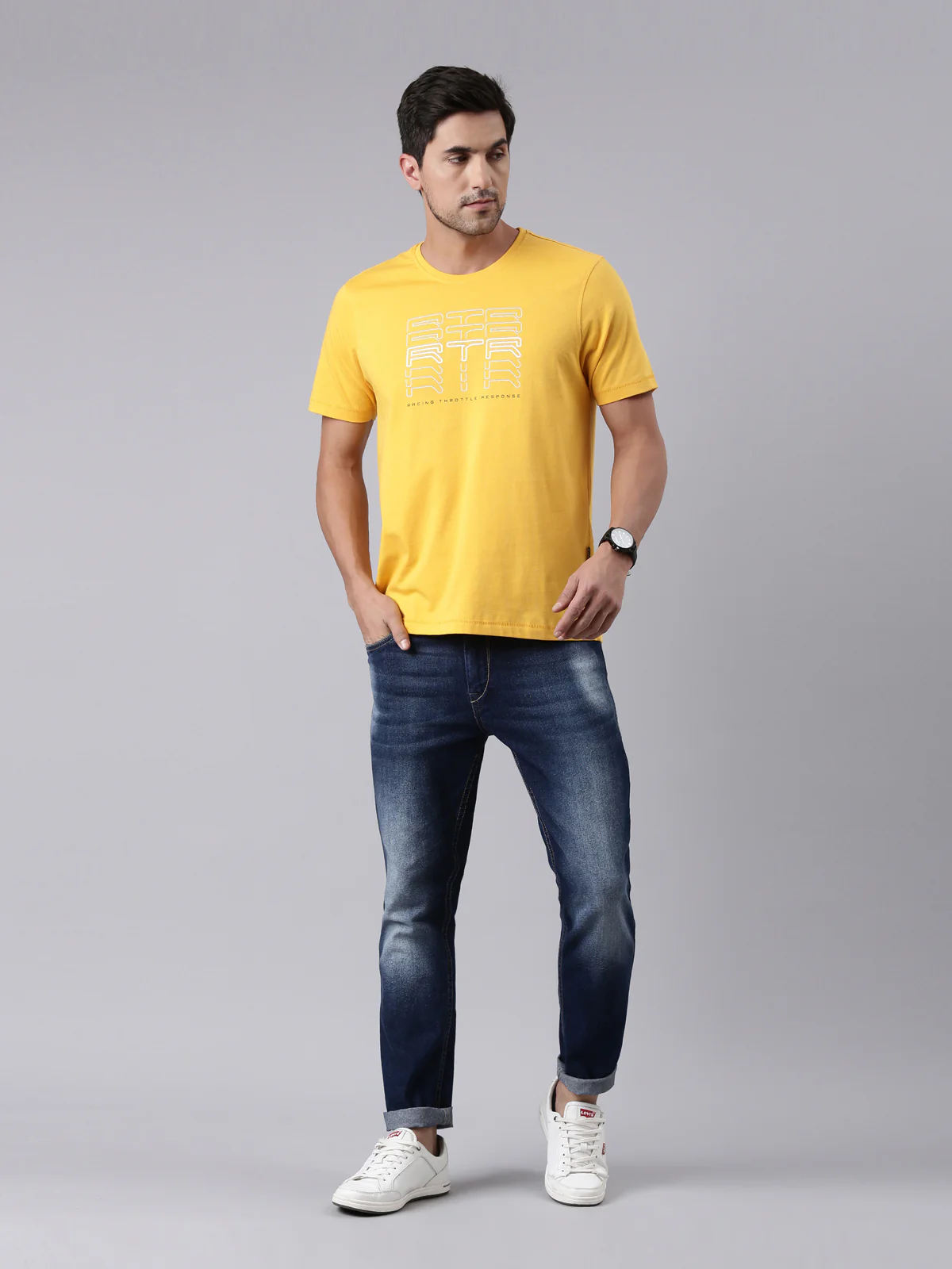 TVS Racing RTR Fury Yellow Crew neck T Shirt - Image 4