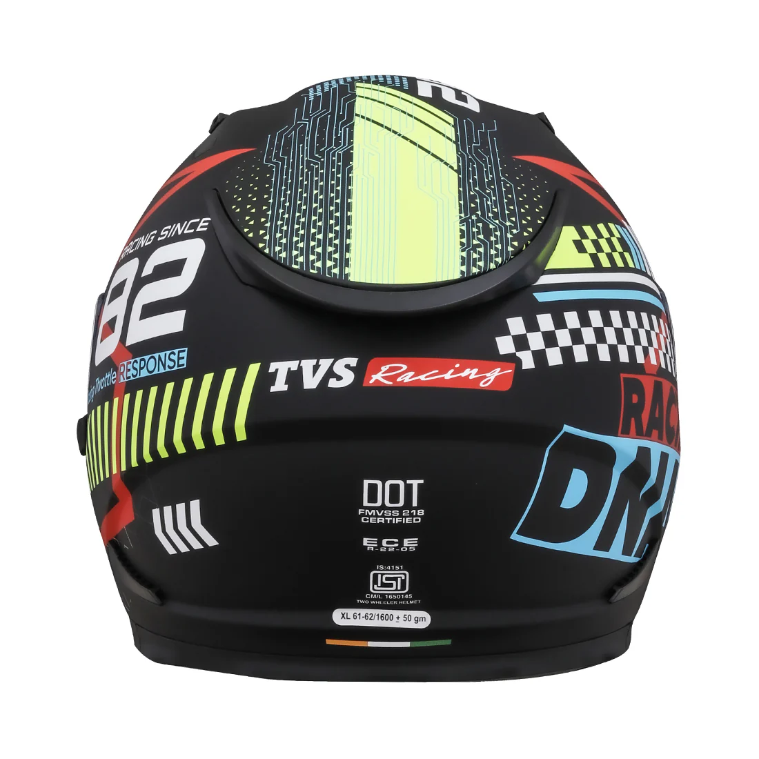 TVS Racing Dual Visor Helmet for Men – Anti-Fog Pin-Lock, Aerodynamic Design & DOT/ISI/ECE Certified – Premium Full Face Helmet For Men - Image 36