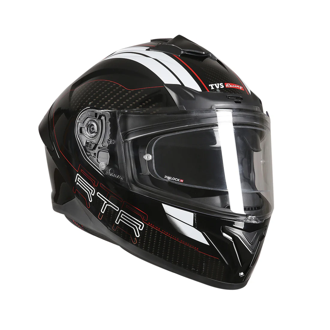 TVS Racing Hurricane Series Full Face Dual Visor Helmet for Men | Premium Bike Helmets with ABS Shell, UV Paint | Quick Release System | Aerodynamic Design | ECE, DOT & ISI Certified (White & Red) - Image 6