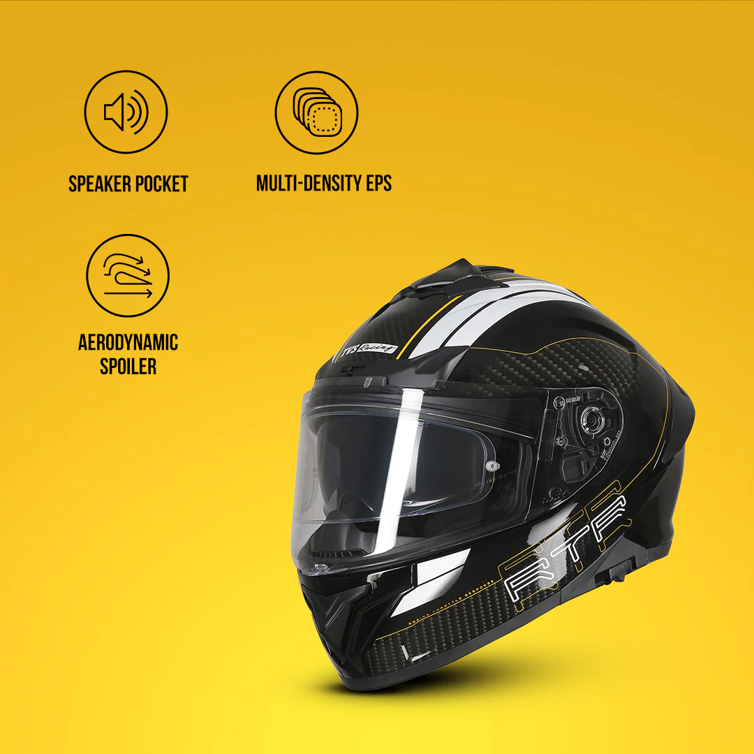 TVS Racing Hurricane Helmet Full-Face, Aerodynamic Design - Image 16