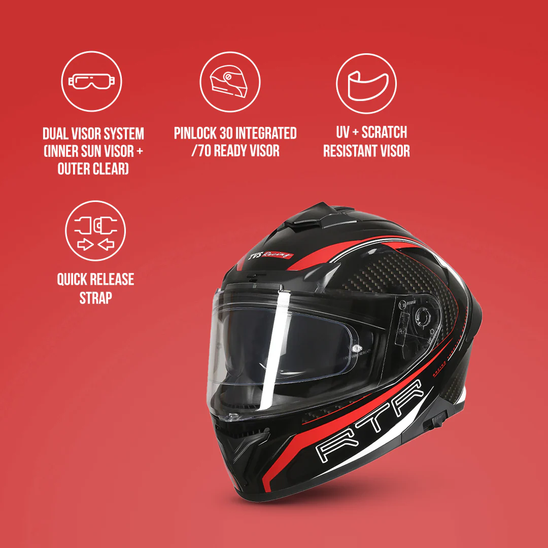 TVS Racing Hurricane Helmet Full-Face, Aerodynamic Design - Image 27