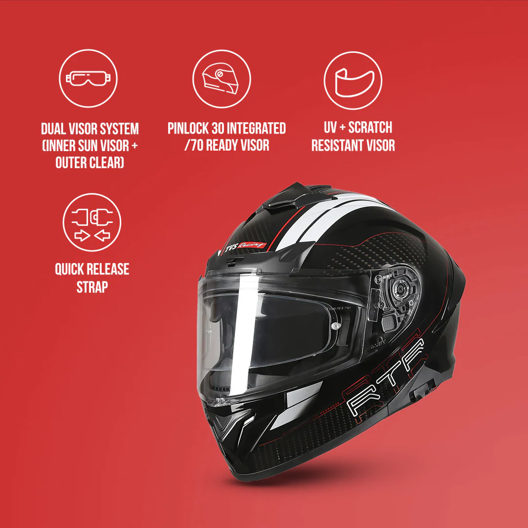 TVS Racing Hurricane Helmet Full-Face, Aerodynamic Design - Image 38