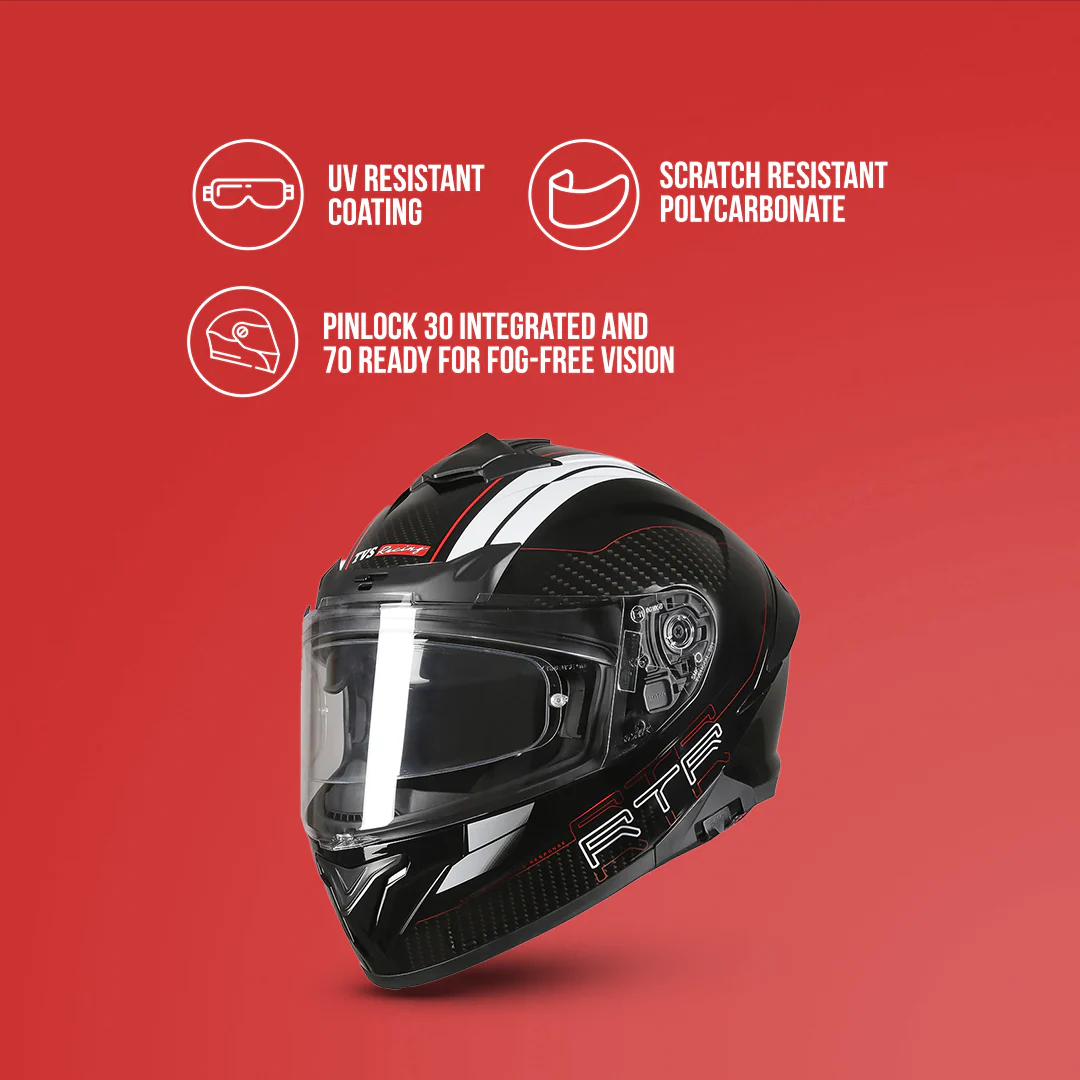 TVS Racing Hurricane Helmet Full-Face, Aerodynamic Design - Image 42