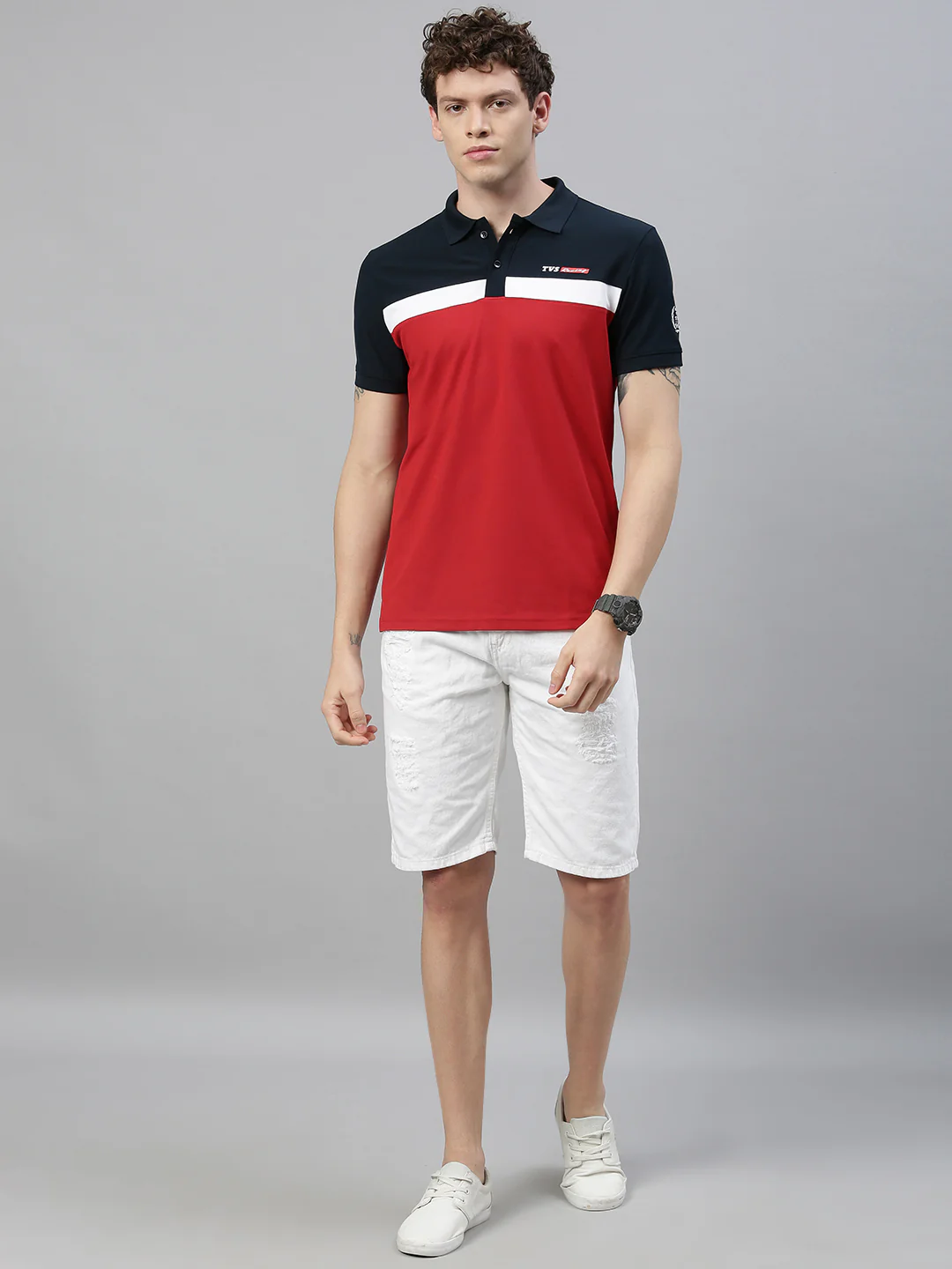 TVS Racing Polo T Shirt Polyester Blue Red - Image 5