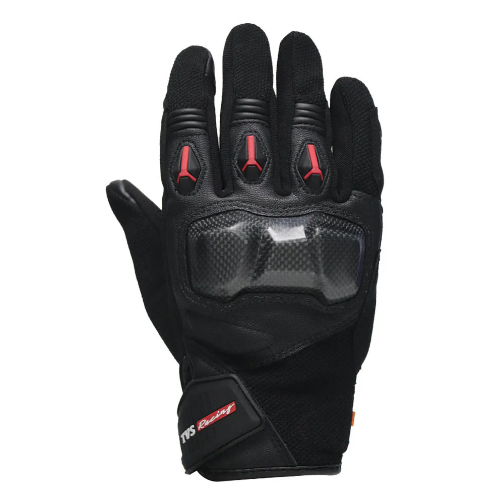 TVS Racing City Riding Gloves for Men – Hard SONIC Protected, Touch Screen Compatible, & Visor Wiper Fingertips – Premium Bike Gloves for Riding Comfort (Black) - Image 2