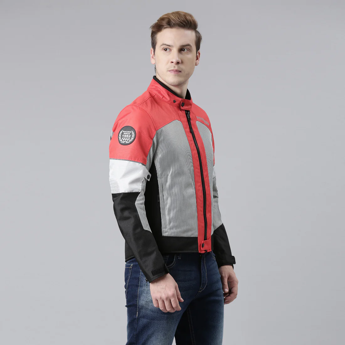 TVS Racing Asphalt Riding Jacket for Men- High Abrasion 600D Polyester, CE Level 2 Armour Protection – Essential Bike Jacket for Bikers (Grey) - Image 37