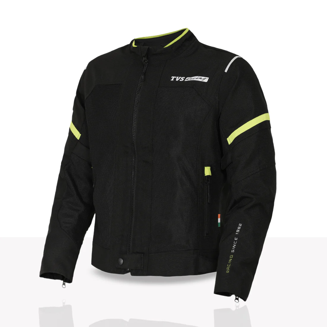 TVS Racing Tech-Core Road Jacket for Men | CE2 armour <5kN at Shoulders Elbows and Back | 600D Chassis | 310gsm Vent Mesh | High-Vis Reflective Tech| YKK zippers | Engineered for bikers - Image 3