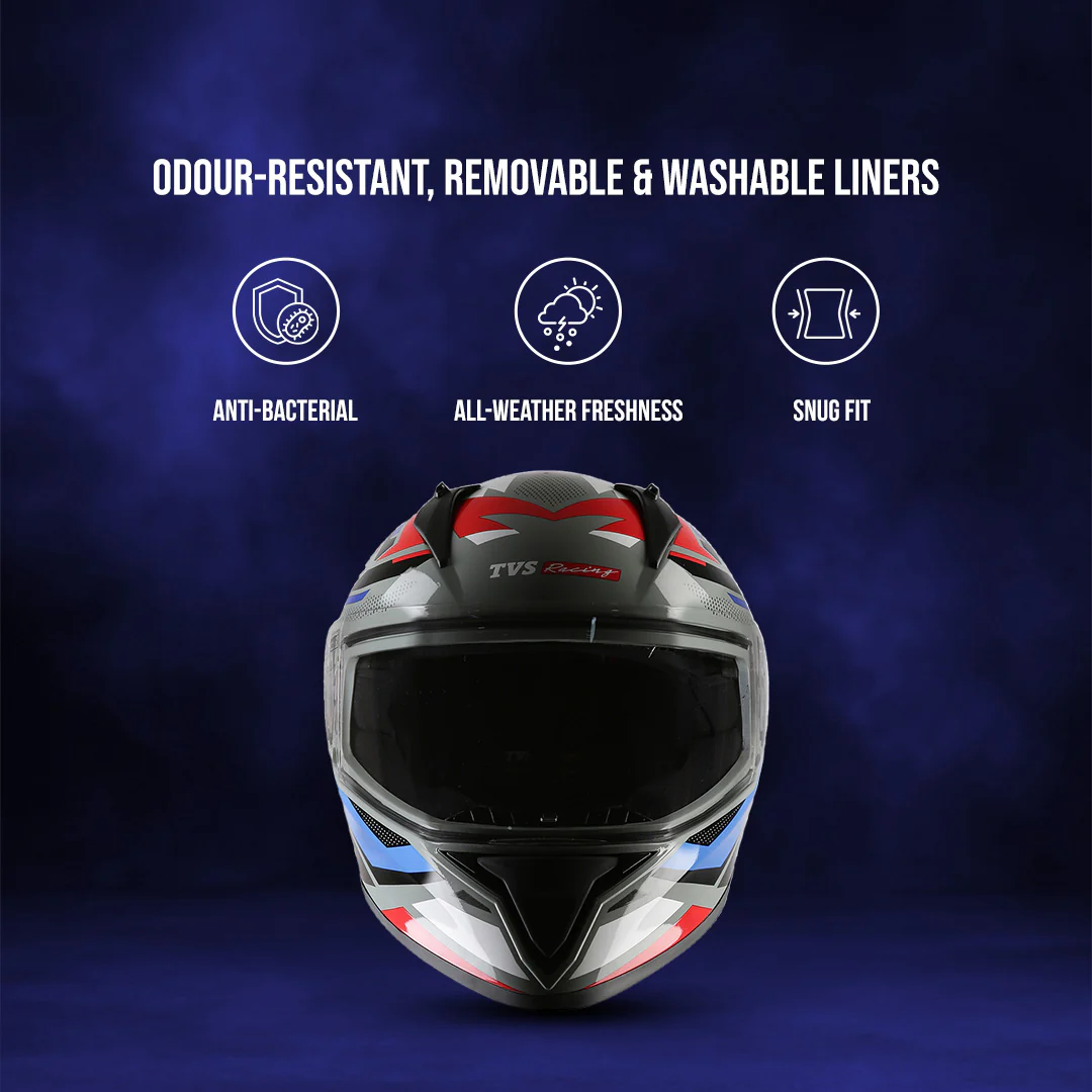 TVS Racing Titan Series Full Face Helmet for Men | Premium Bike Helmets with ABS Shell, UV Paint | Quick Release System | Aerodynamic Design | DOT & ISI Certified - Image 10